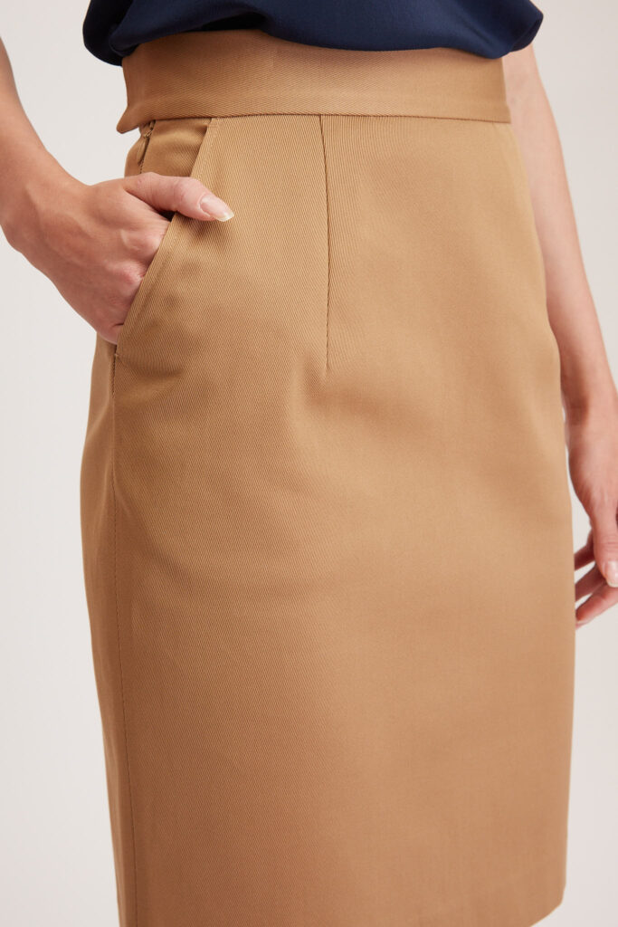 Cavan Skirt – Pencil skirt in camel cotton twill24833