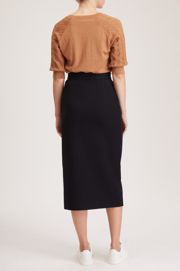 Richmond Skirt – Maxi skirt in navy wool blend24873
