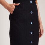 Richmond Skirt – Maxi skirt in navy wool blend24871