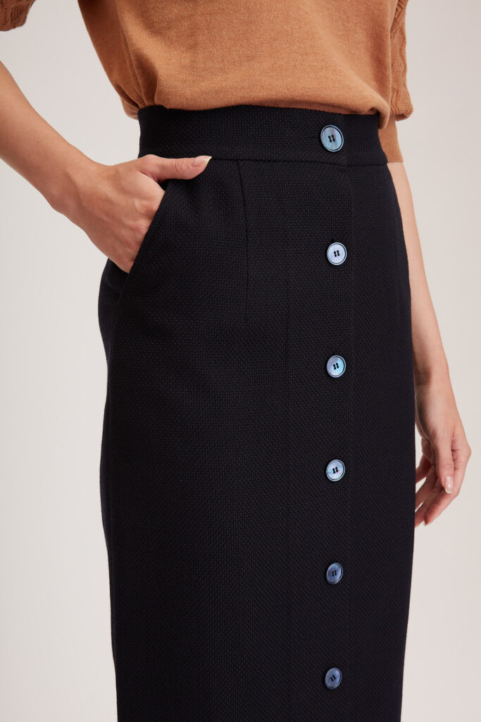 Richmond Skirt – Maxi skirt in navy wool blend24871