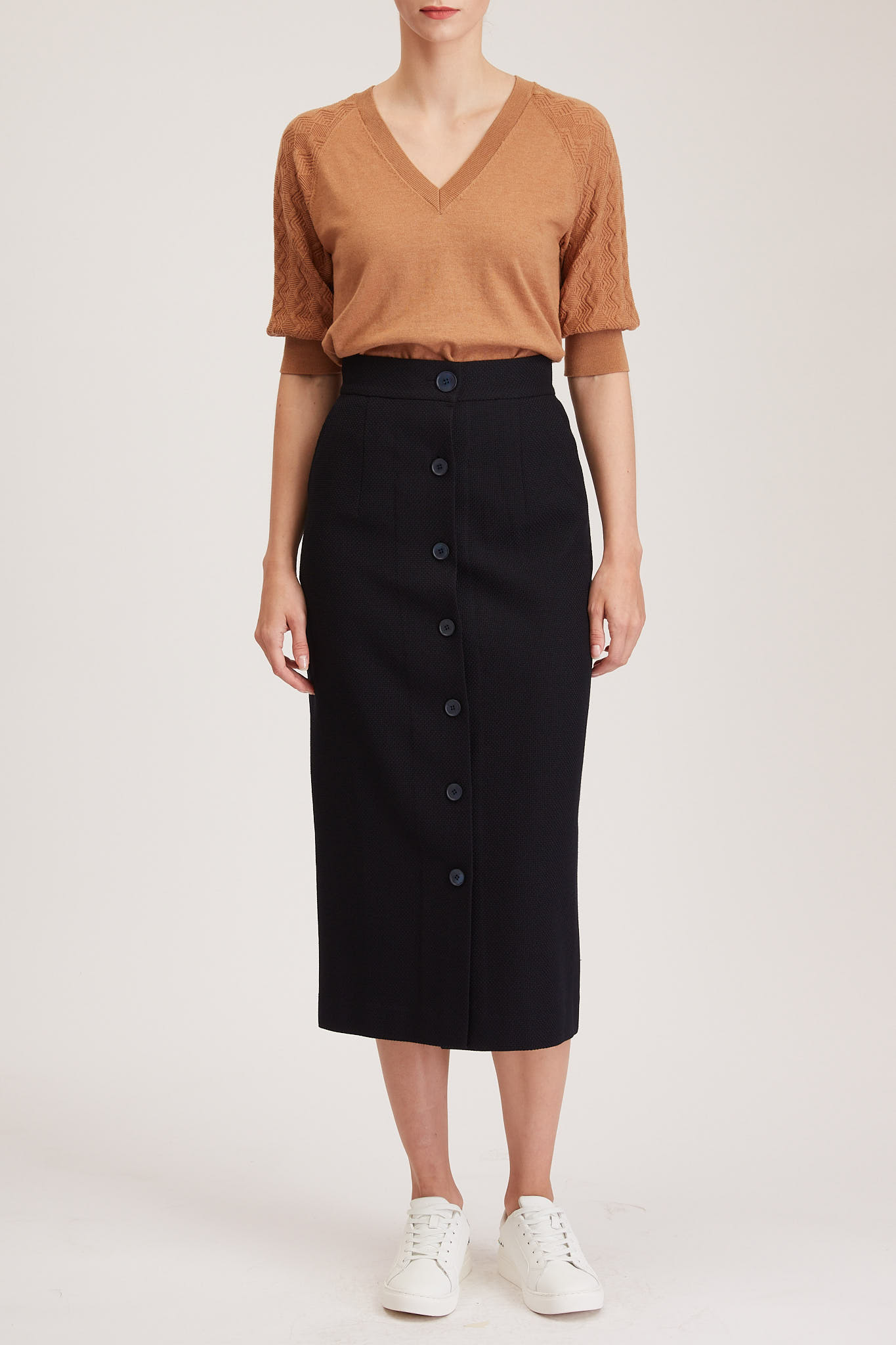 Richmond Skirt – Maxi skirt in navy wool blend