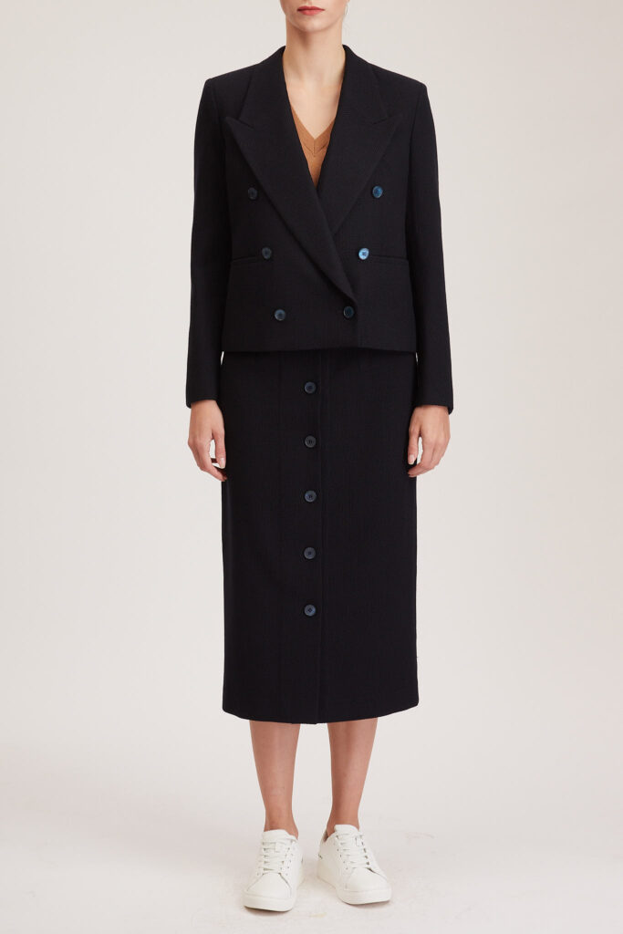 Richmond Skirt – Maxi skirt in navy wool blend24870