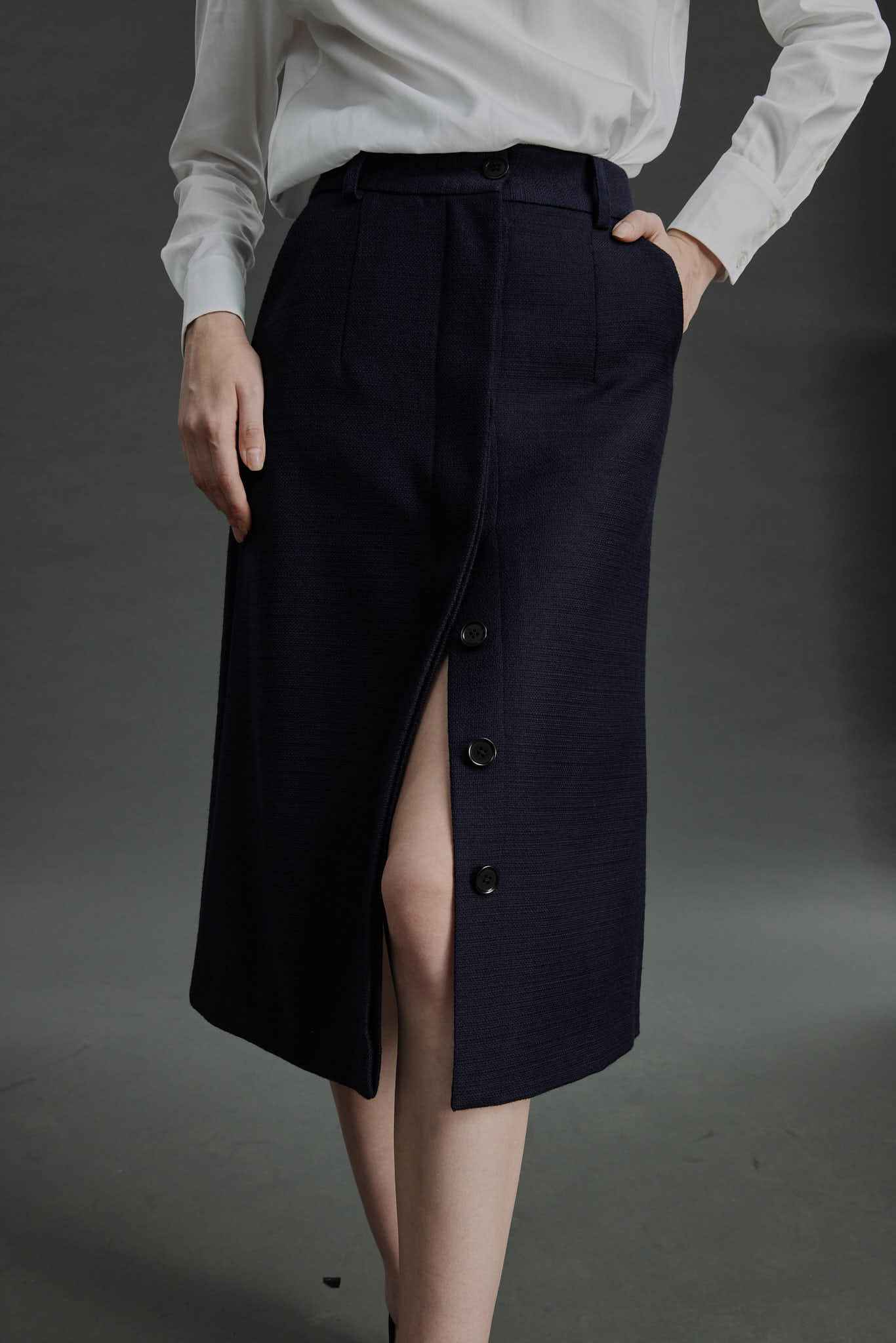 Fafe Skirt – A-line skirt in blue basketweave