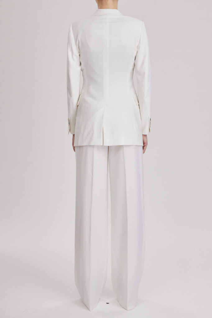 Almeria Trouser – High-waisted slim cigarette trousers in white wool24974