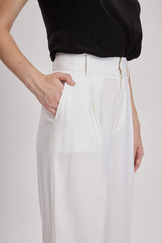 Almeria Trouser – High-waisted slim cigarette trousers in white wool24975