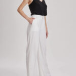 Almeria Trouser – High-waisted slim cigarette trousers in white wool24973