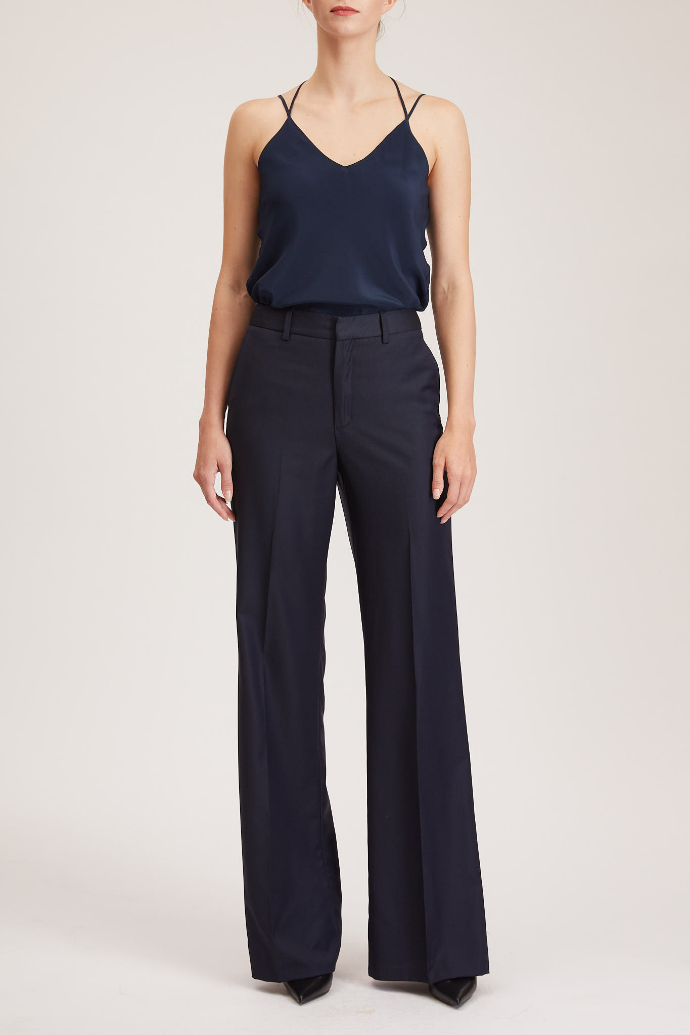 Bordeaux Trouser – Flared trousers in navy pure wool0