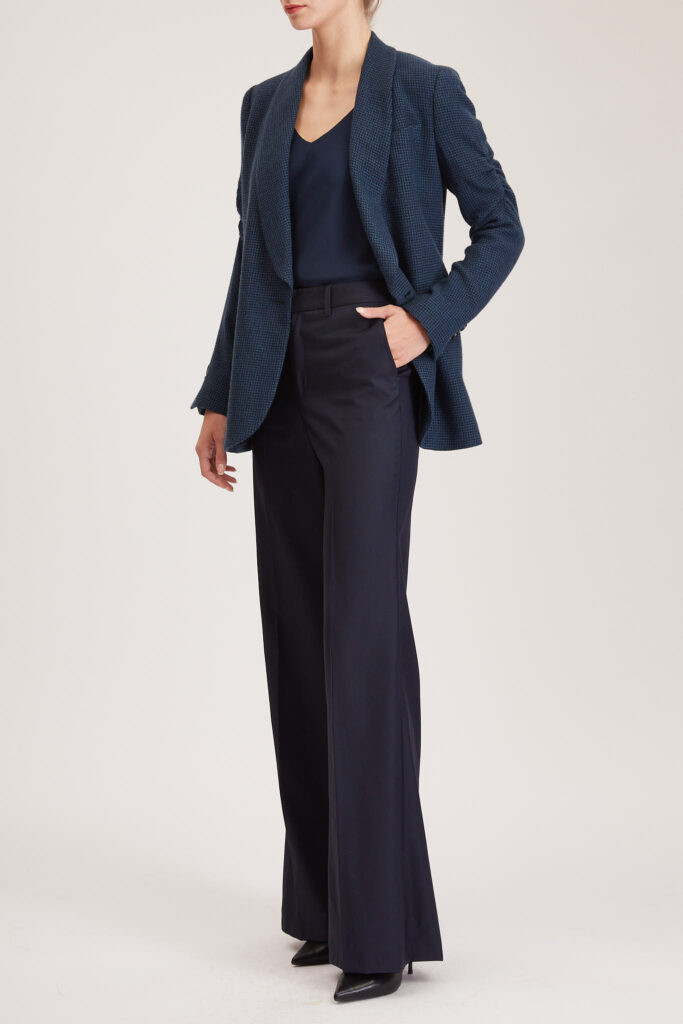 Bordeaux Trouser – Flared trousers in navy pure wool24854