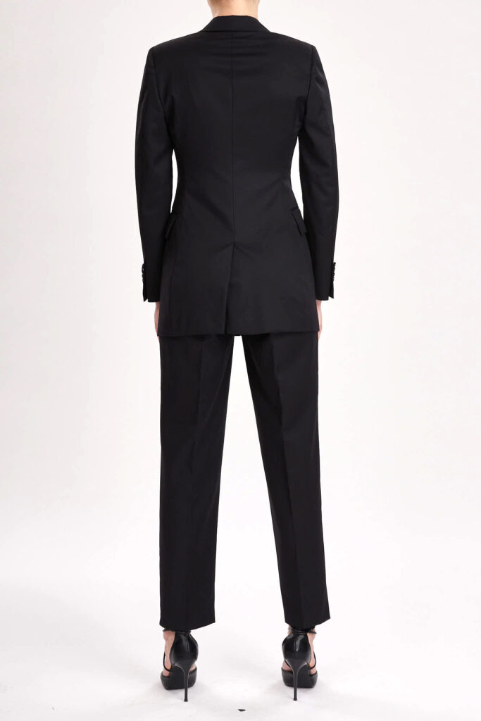 Dunkrik Trouser – High-waisted slim cigarette trousers in black wool24978