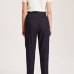 Southampton Trouser – High waisted, pleated trousers in navy pinstripe24885