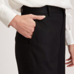Manchester Trouser – High-waisted cropped trousers in plain black wool24929