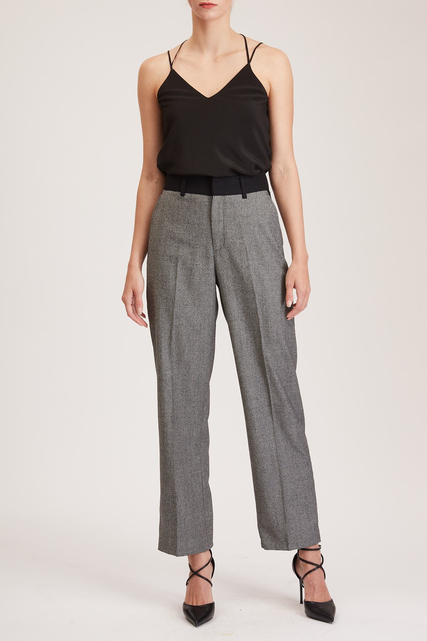 Manchester Trouser – High-waisted cropped trousers in black houndstooth