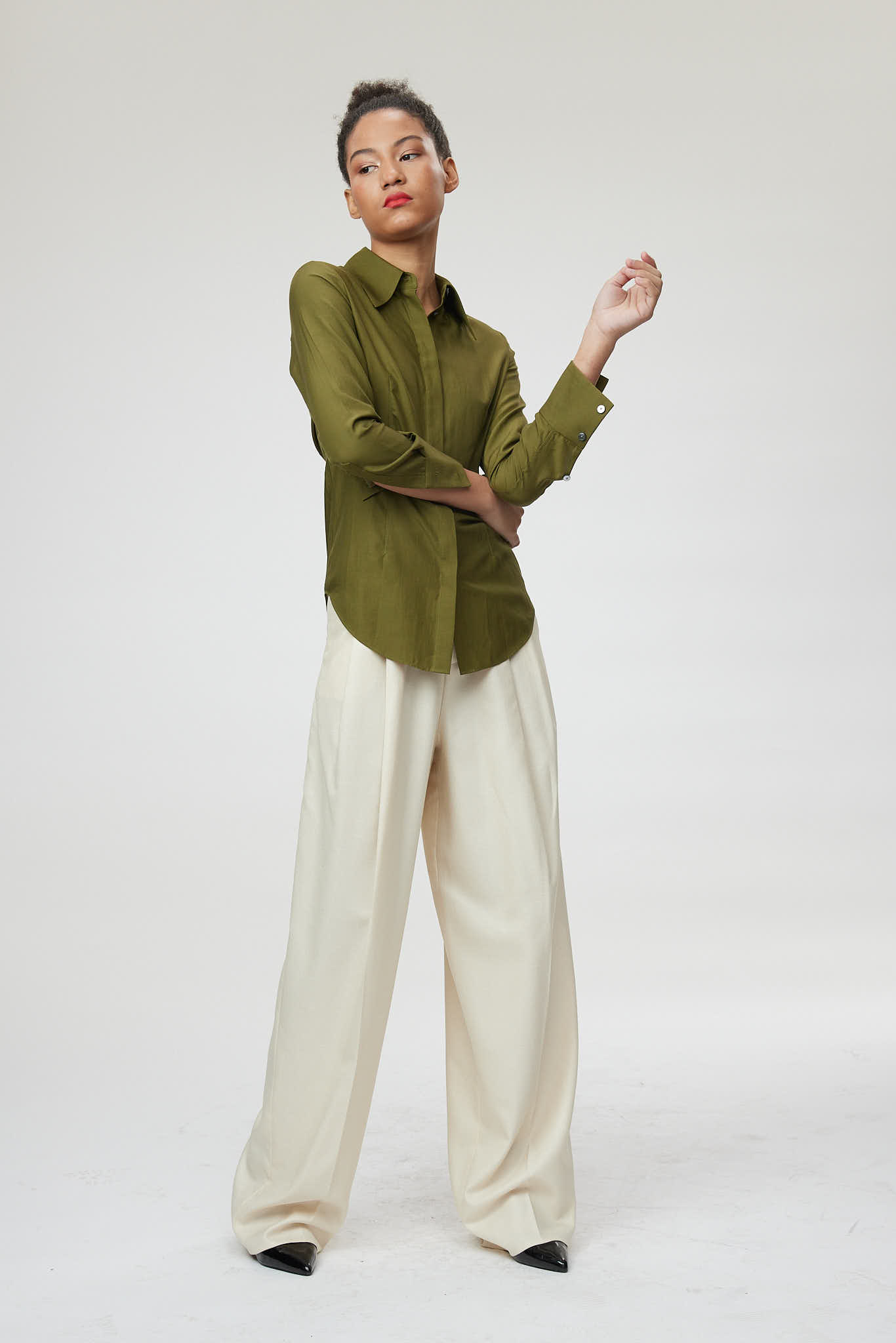 Siena Trouser – Wide leg high waisted trousers in off white