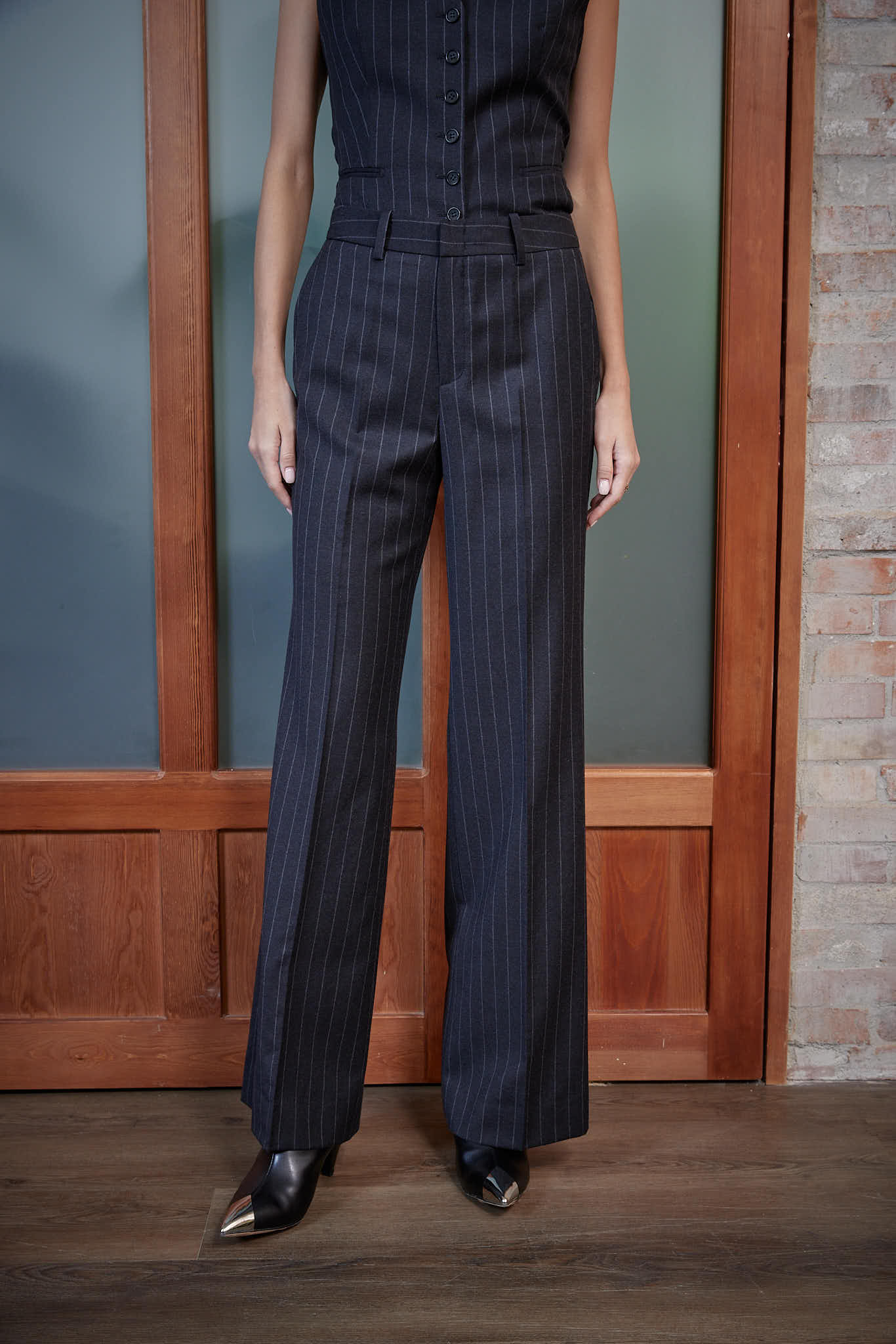 Bordeaux Trouser – Flared trousers in pinstripe0