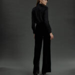 Bordeaux- Limited Edition Trousers – Flared trousers in black velvet25514