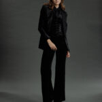 Bordeaux- Limited Edition Trousers – Flared trousers in black velvet25513