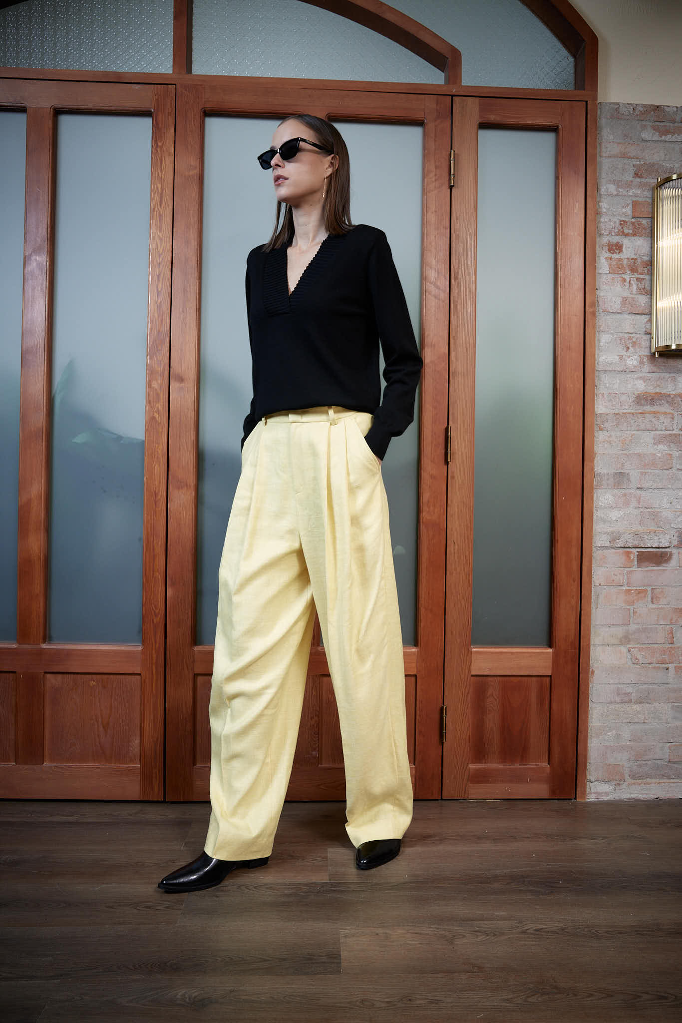 Siena Trouser – Wide leg trousers in ochre yellow0