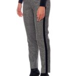 Lyon – High-waisted wool trousers with side bars in black and white houndstooth24681