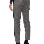 Lyon – High-waisted wool trousers with side bars in black and white houndstooth24682