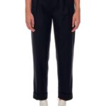Nantes – High-waisted, cigarette wool trousers in black24688