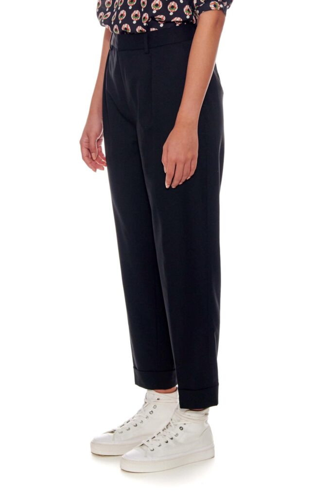 Nantes – High-waisted, cigarette wool trousers in black24689