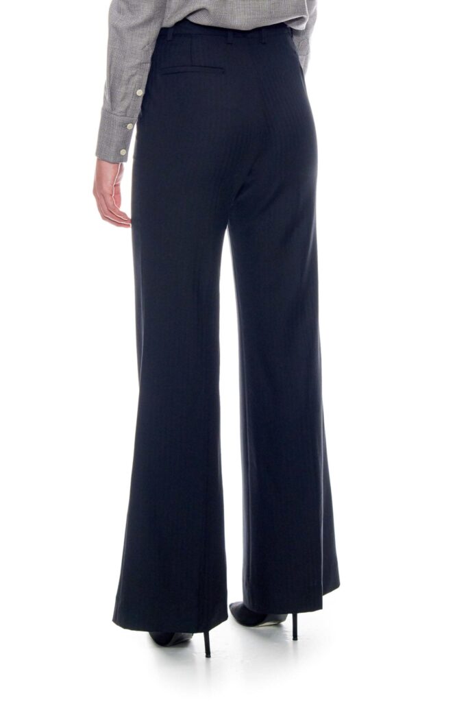 Bordeaux – Flared-leg wool suit trousers in black herringbone24698