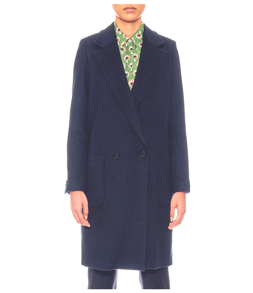 Paris – Oversized wool coat with patch pockets in navy